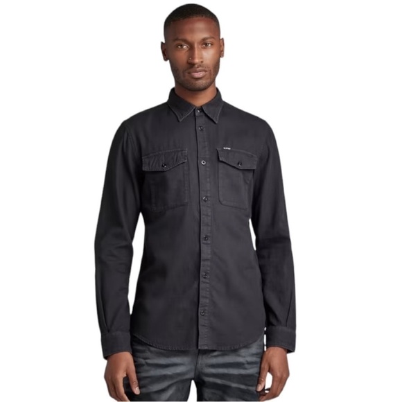 G Star Raw Marine Slim Shirt in Washed Black L - Picture 1 of 11